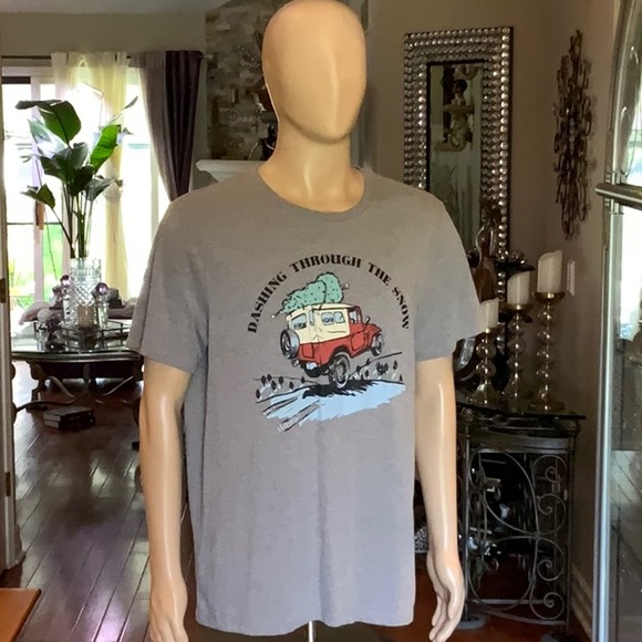 Old Navy “Dashing Through The Snow” Heather Gray Tee Shirt - Picture 2 of 16